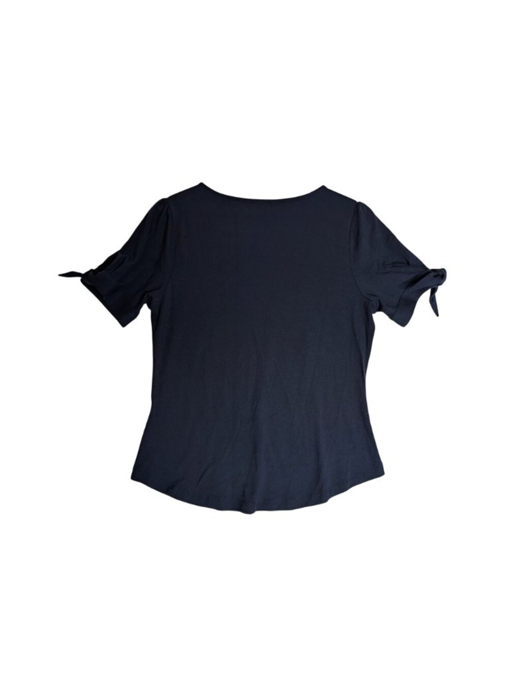 Lauren Ralph Lauren Navy Tie Knot-Sleeve Sz M Top Puff Sleeves Nautical - Picture 3 of 10
